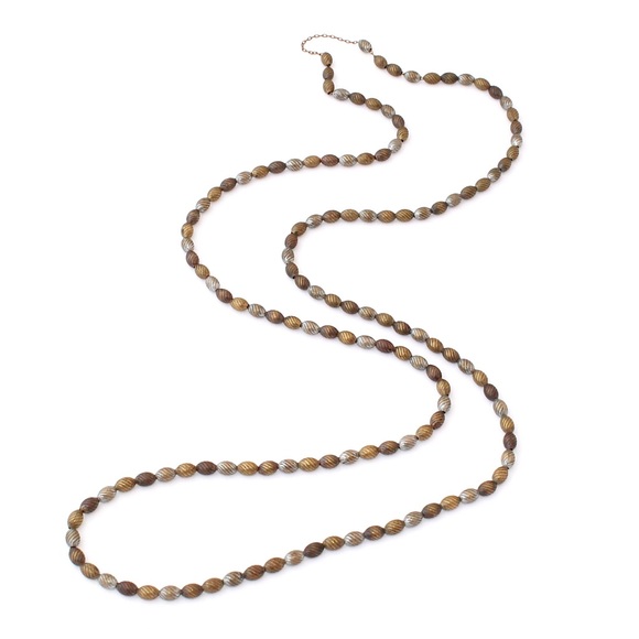 Vintage Mixed Metal Beaded Necklace Chain Brass Bronze Silver Tone Bead 37” Long - Picture 3 of 5